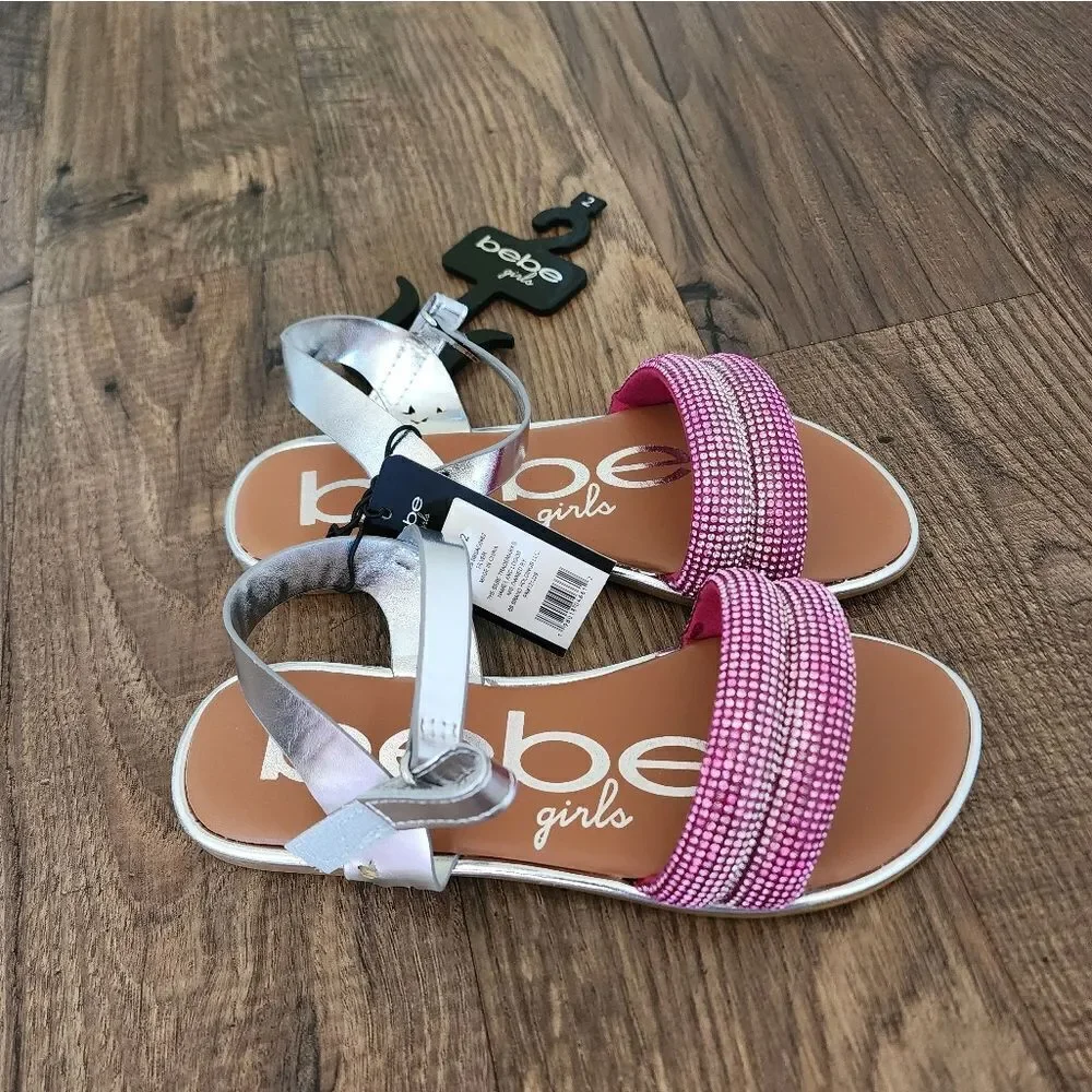 Bebe Girls Pink and Silver Sandals